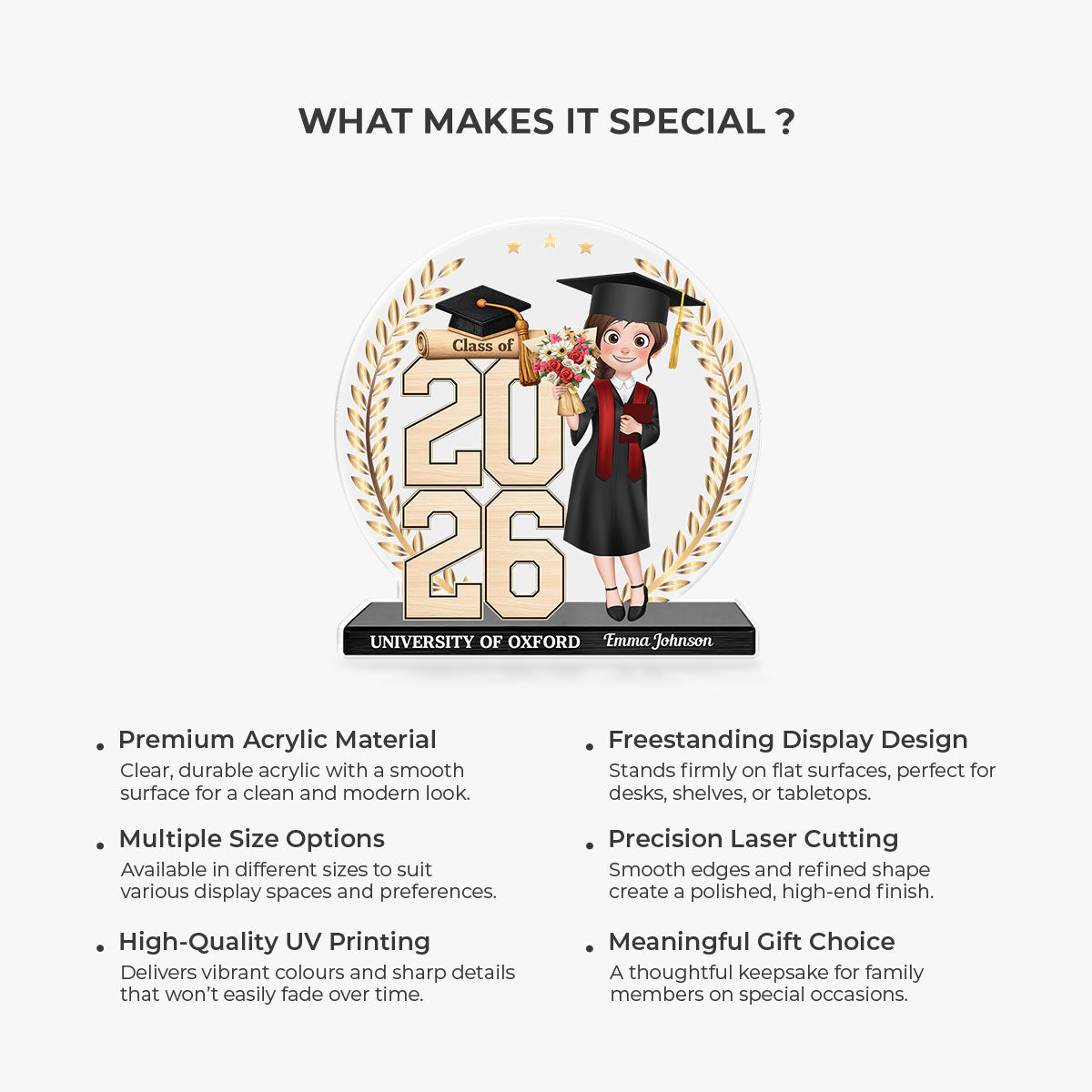 9000AUK5 personalised custom shaped acrylic plaque for graduation 9000aradas