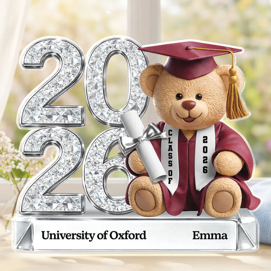 9061AUK1 personalised graduation teddy bear acrylic plaque for himher 9061ar6vta_1