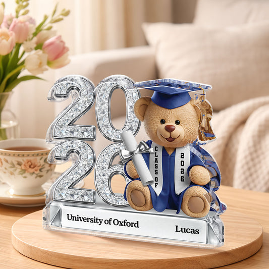 9061AUK1 personalised graduation teddy bear acrylic plaque for himher 9061ar6vta_2