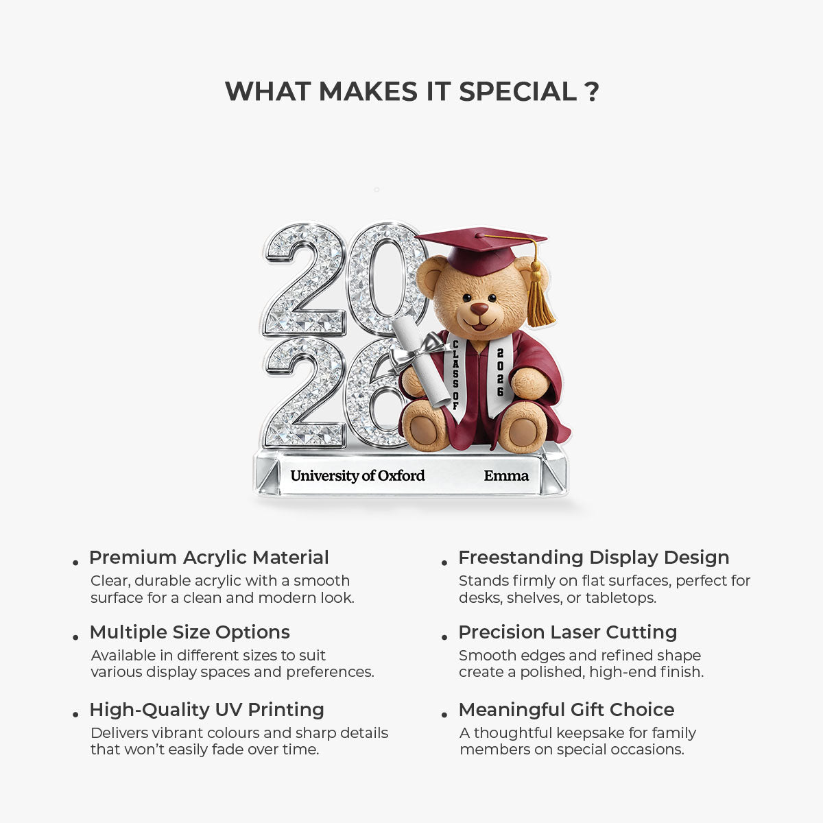 9061AUK1 personalised graduation teddy bear acrylic plaque for himher 9061ar6vta_4