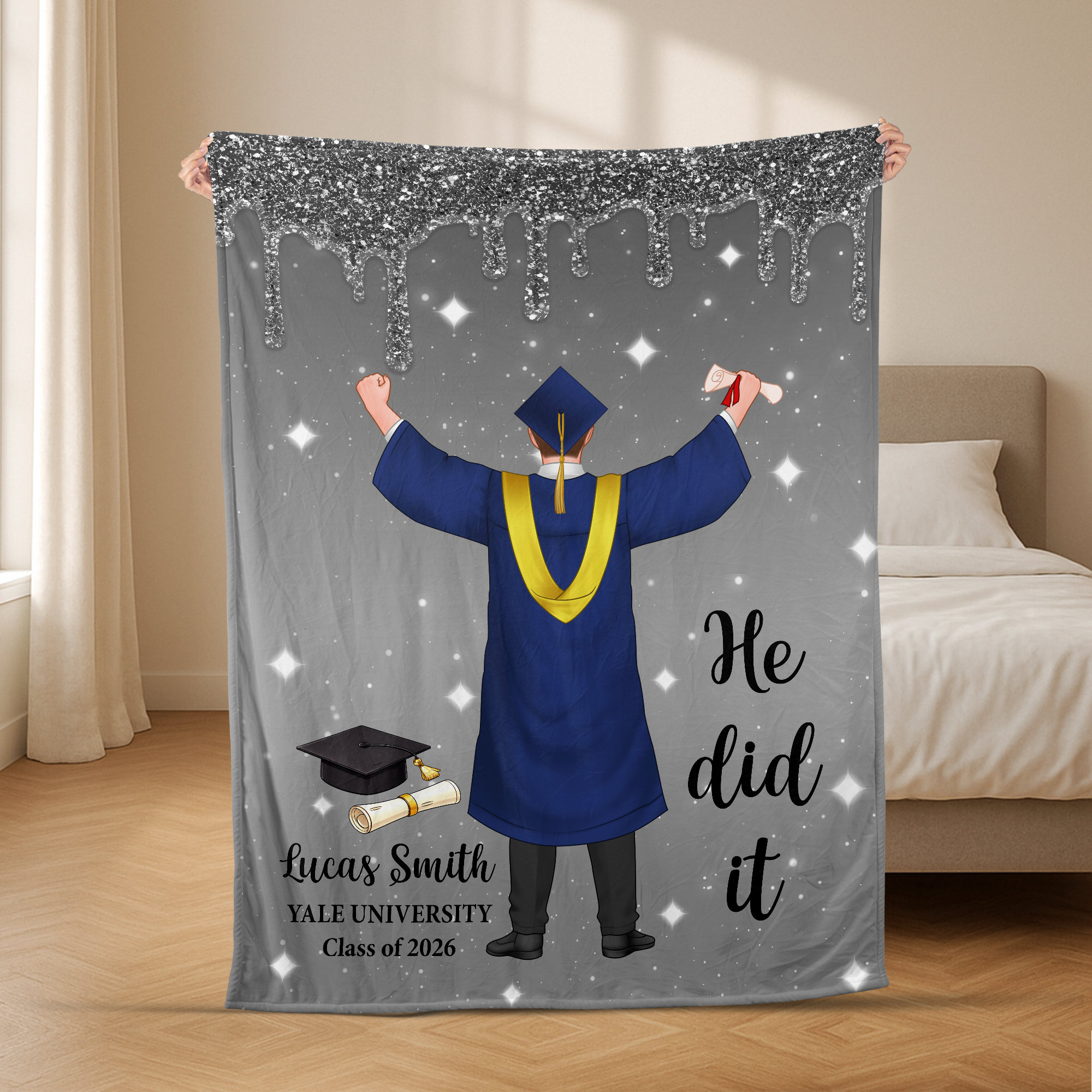 9066BUK2 personalised university graduation fleece blanket for herhim 9066b6ewa