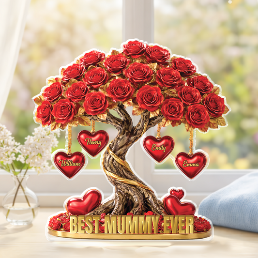 9070AUK1 3d printing effect personalised rose tree shaped acrylic plaque for mumgranny 9070ar6qpa