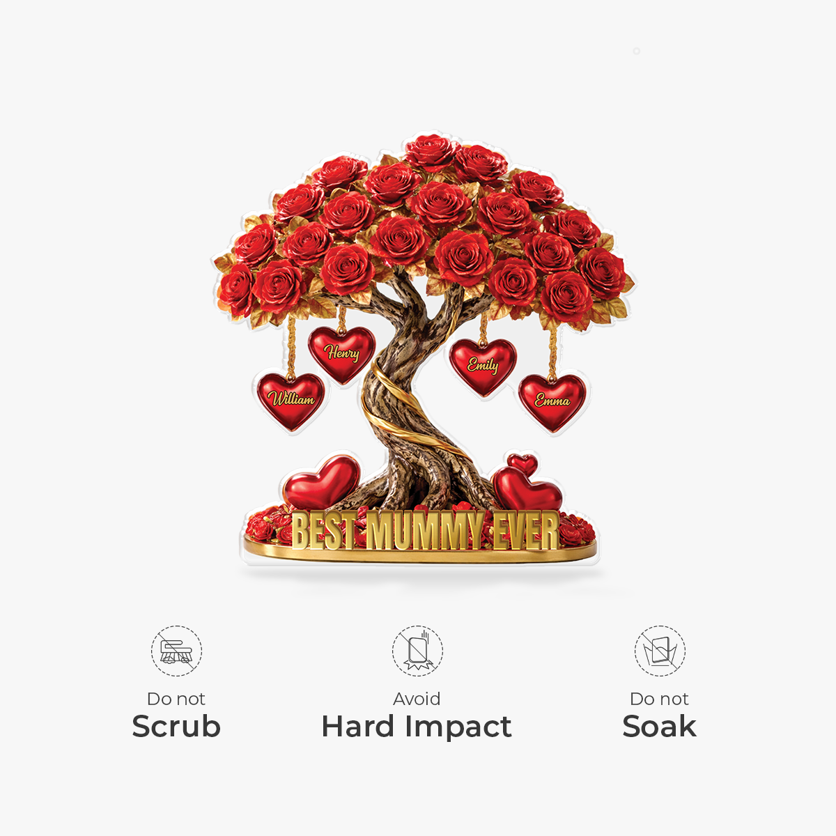 9070AUK3 3d printing effect personalised rose tree shaped acrylic plaque for mumgranny 9070ar6qpa