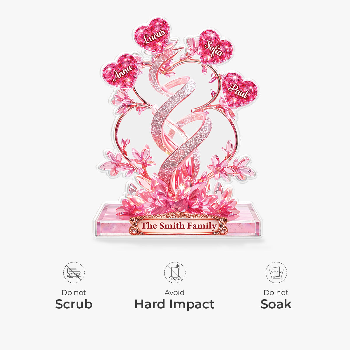 9081AUK4 3d printing effect personalised custom shaped acrylic plaque for a family 9081ar8pci