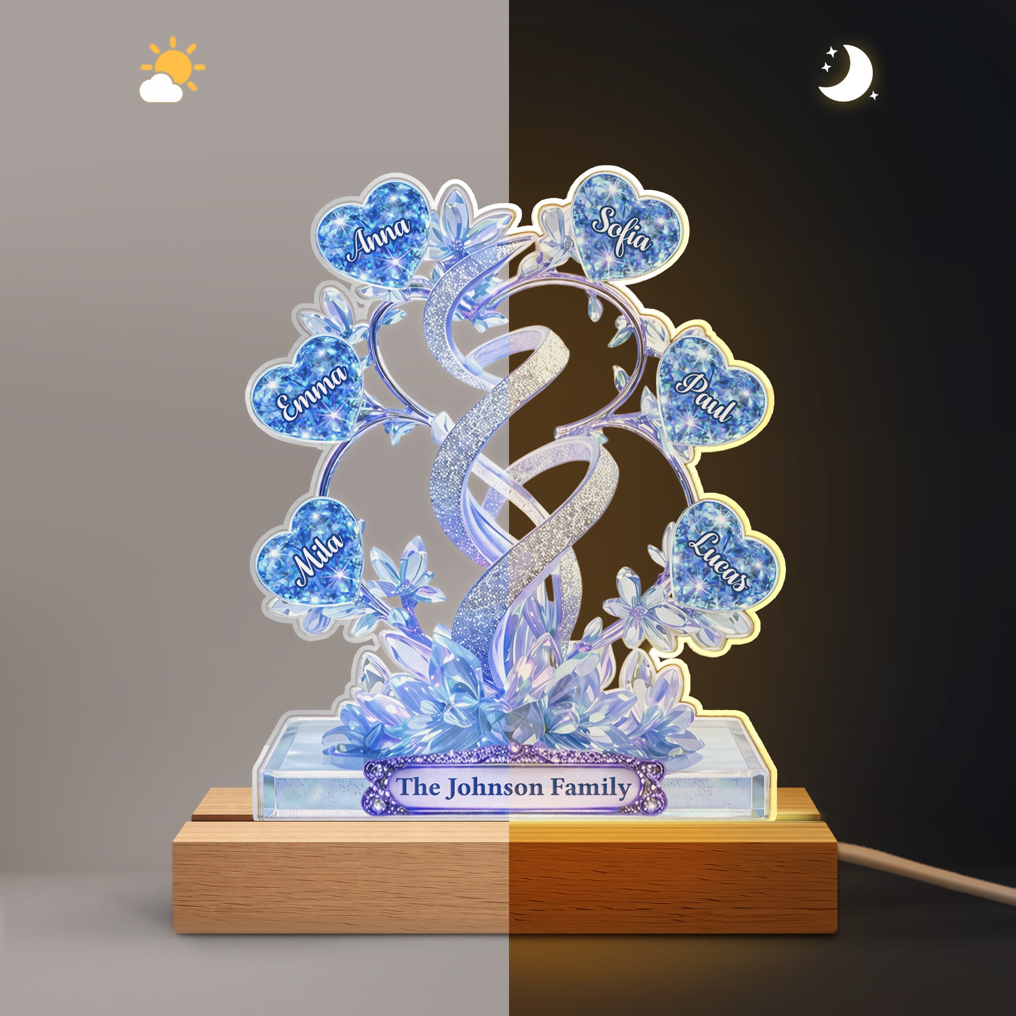 9081LUK2 3d printing effect personalised night light with name for a family 9081l8pci