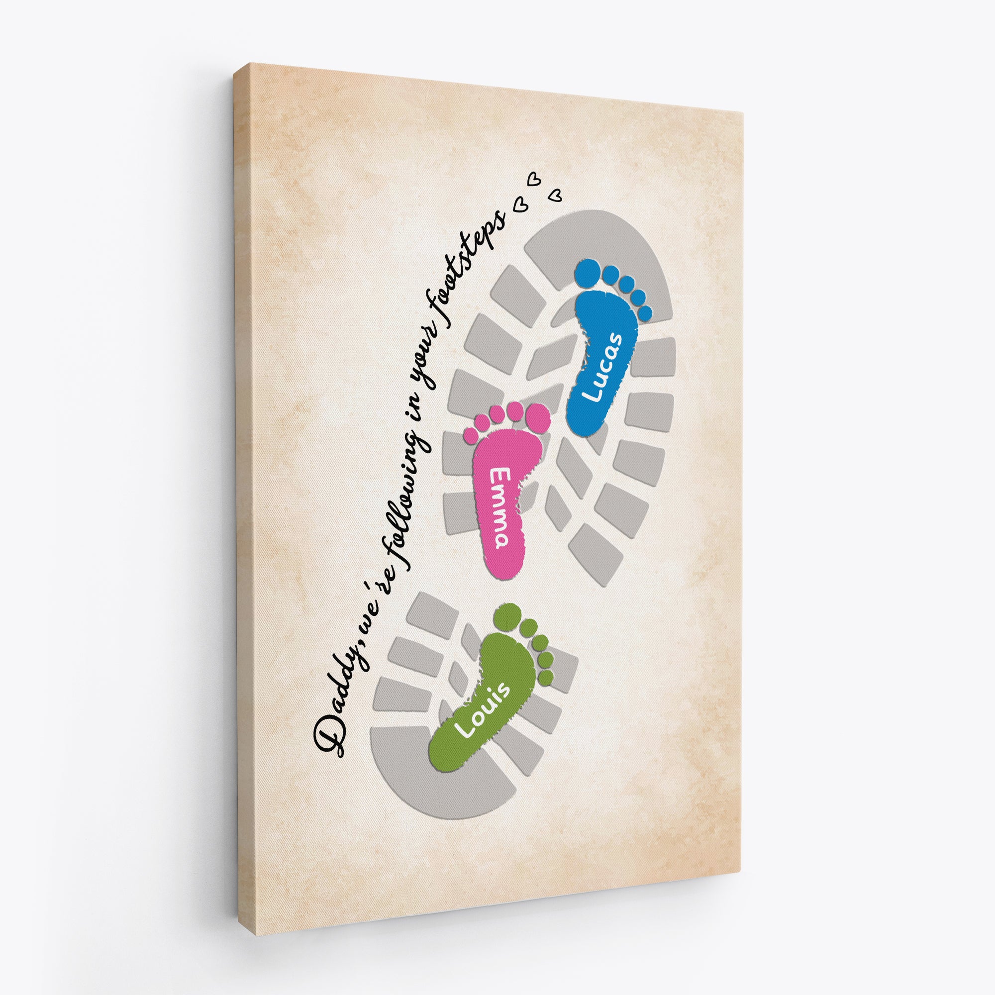 9088CUK2 personalised following in your footsteps canvas for dad and grandad 9088cnpwb
