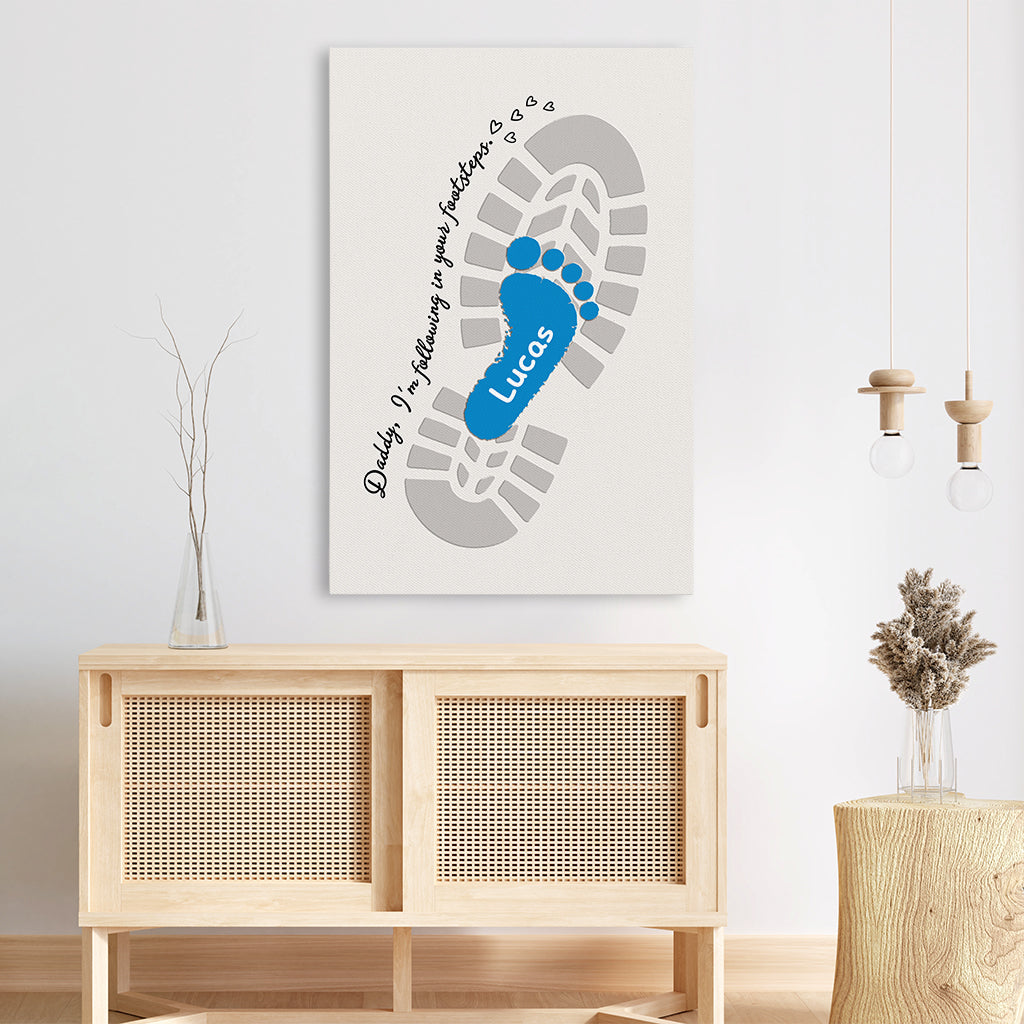 9088CUK3 personalised following in your footsteps canvas for dad and grandad 9088cnpwb