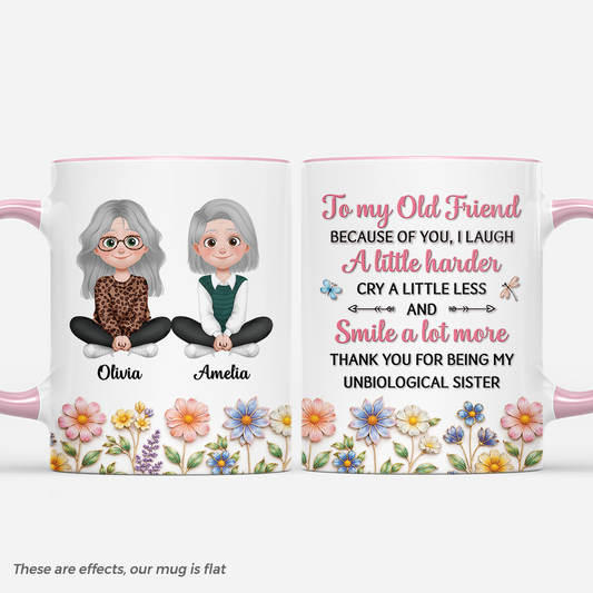 9089MUK1 3d printing effect personalised to my old friend mug for friends 9089m8etf