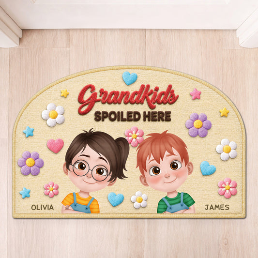 9110AUK1 3d printing effect personalised grandkids spoiled here custom shaped doormat for grannygrandad 9110adtyna
