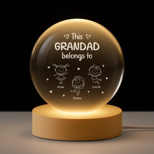 9128LUK1 personalised this grandad belongs to crystall ball lamp for grandaddad 9128lnq5b