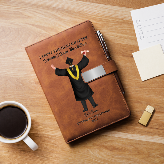 9157MUK2 personalised i trust the next chapter leather notebook set for graduates 9157mo30e5a