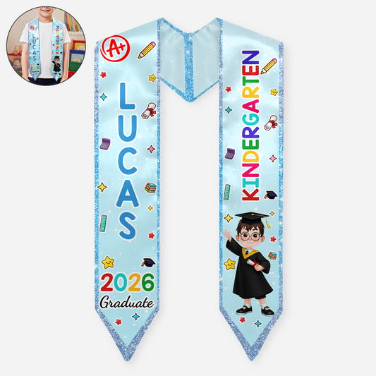 9192UK1 personalised kindergarten graduation stole for kids 9192abafts