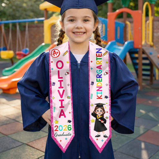 9192UK2 personalised kindergarten graduation stole for kids 9192abafts