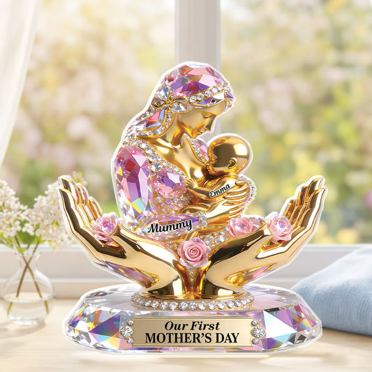 9201AUK1 personalised our first mothers day acrylic plaque for new mum 9201arapla