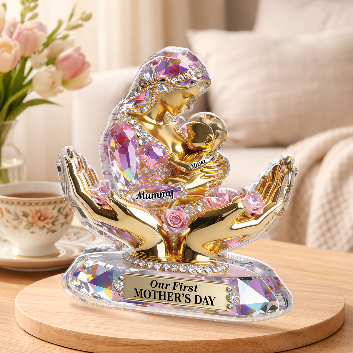 9201AUK2 personalised our first mothers day acrylic plaque for new mum 9201arapla