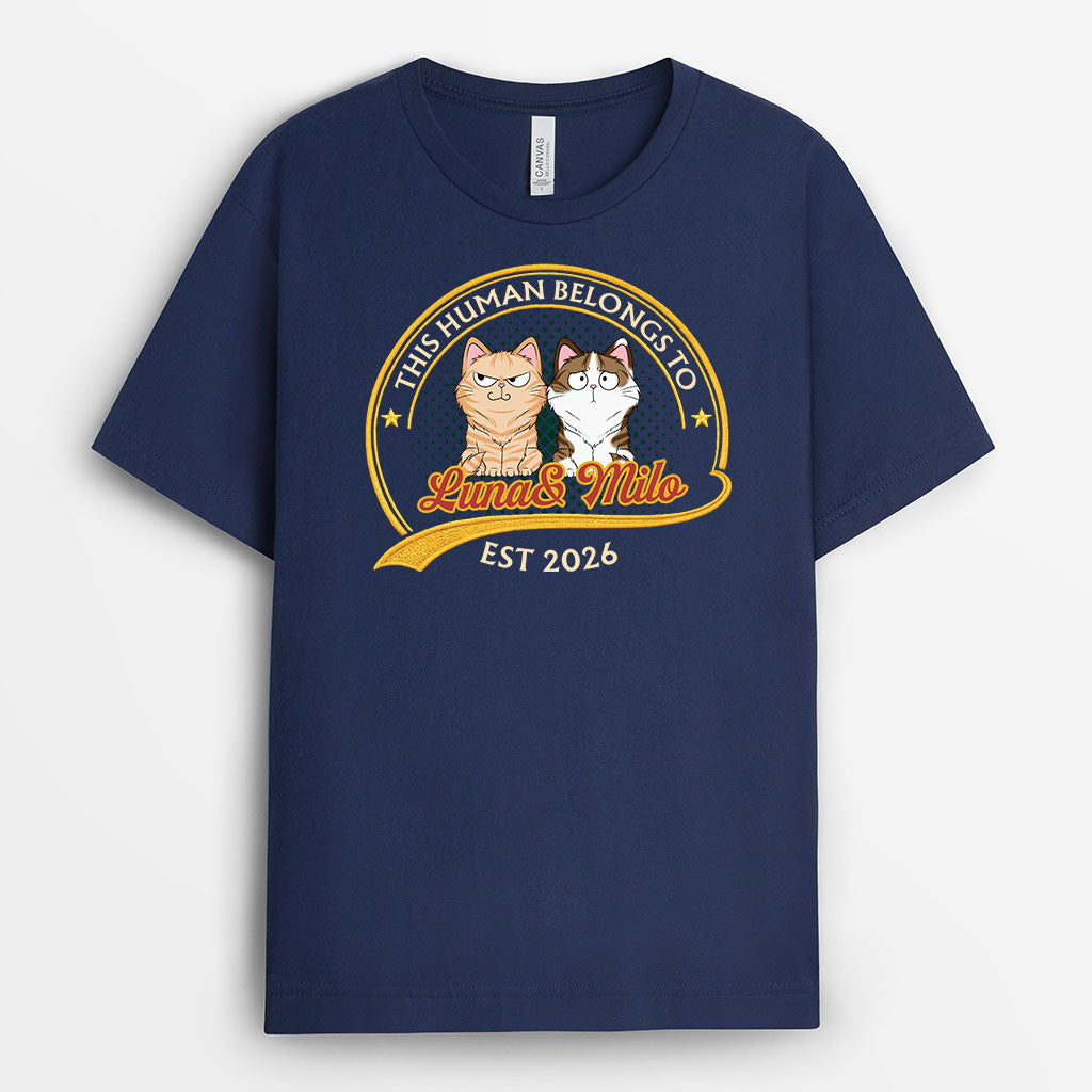 9203AUK2 personalised this human belongs to cat t shirt for cat lovers 9203aaysd
