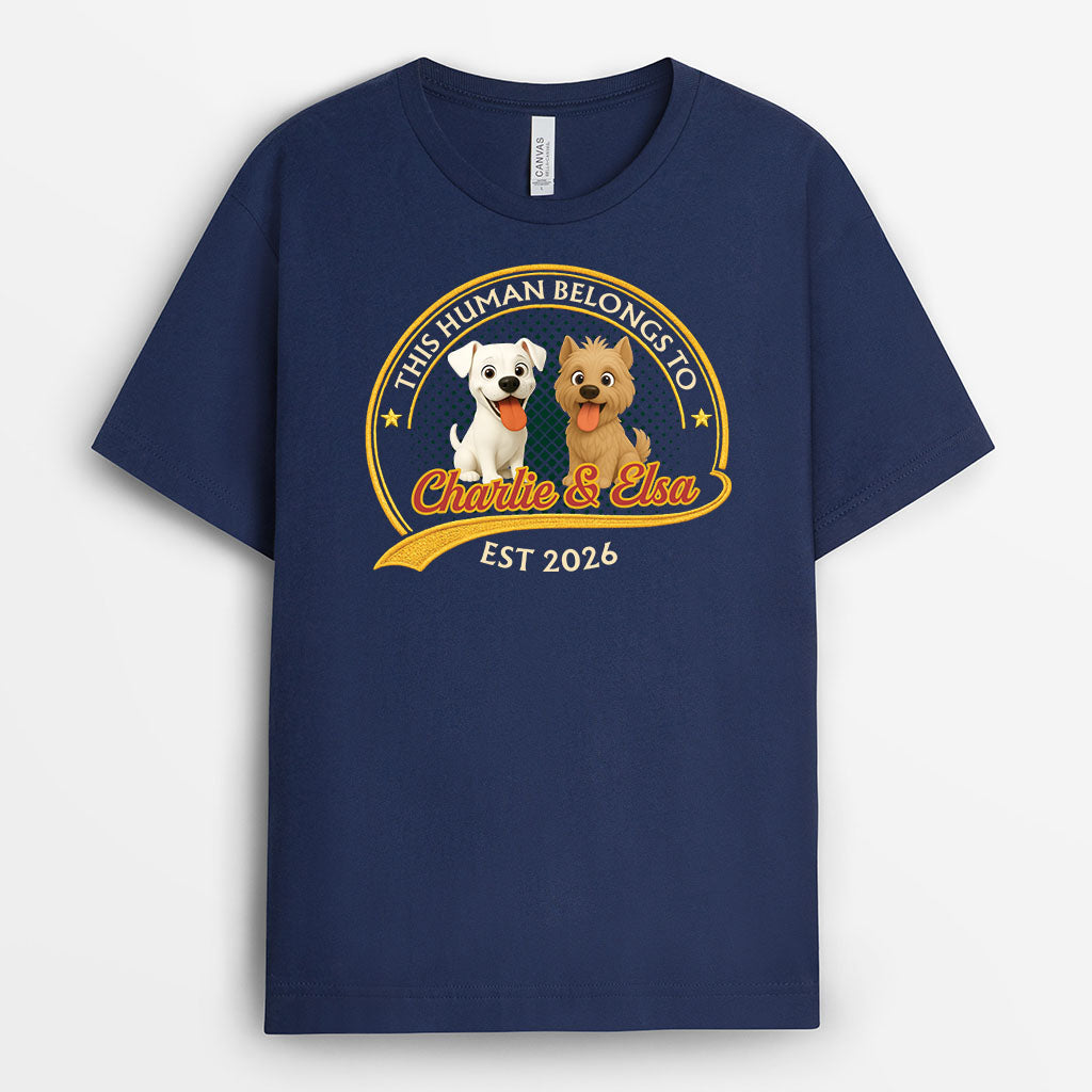 9203AUK2 personalised this human belongs to dog t shirt for dog lovers 9203aaysc