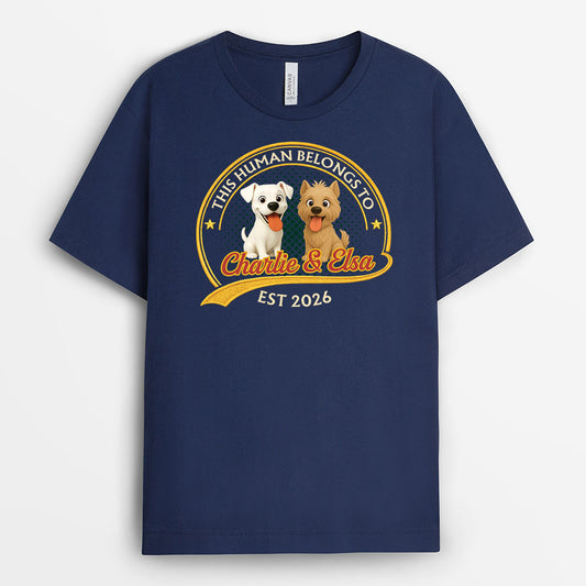 9203AUK2 personalised this human belongs to dog t shirt for dog lovers 9203aaysc