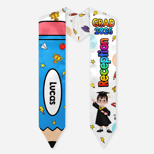 9207AUK1 personalised 2026 grad kindergarten graduation stole for kids 9207ab6fgk