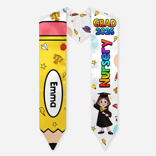 9207AUK2 personalised 2026 grad kindergarten graduation stole for kids 9207ab6fgk