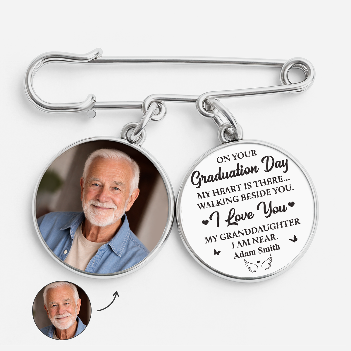 9211AUK2 personalised on your graduation day memorial photo lapel pin for himher 9211aj6dpa