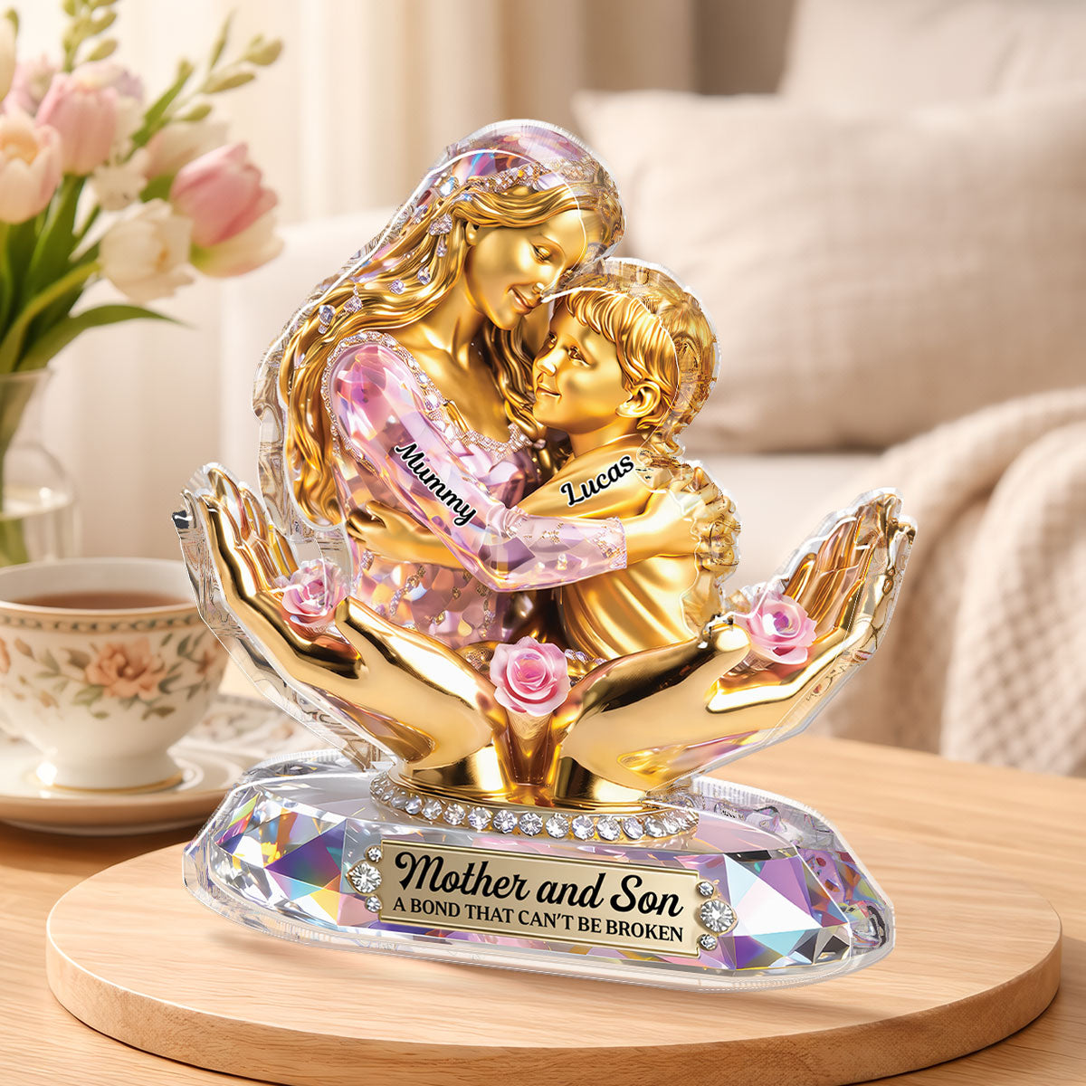 9215AUK2 3d printing effect personalised forever linked together acrylic plaque for mum from daughter 9215adadla