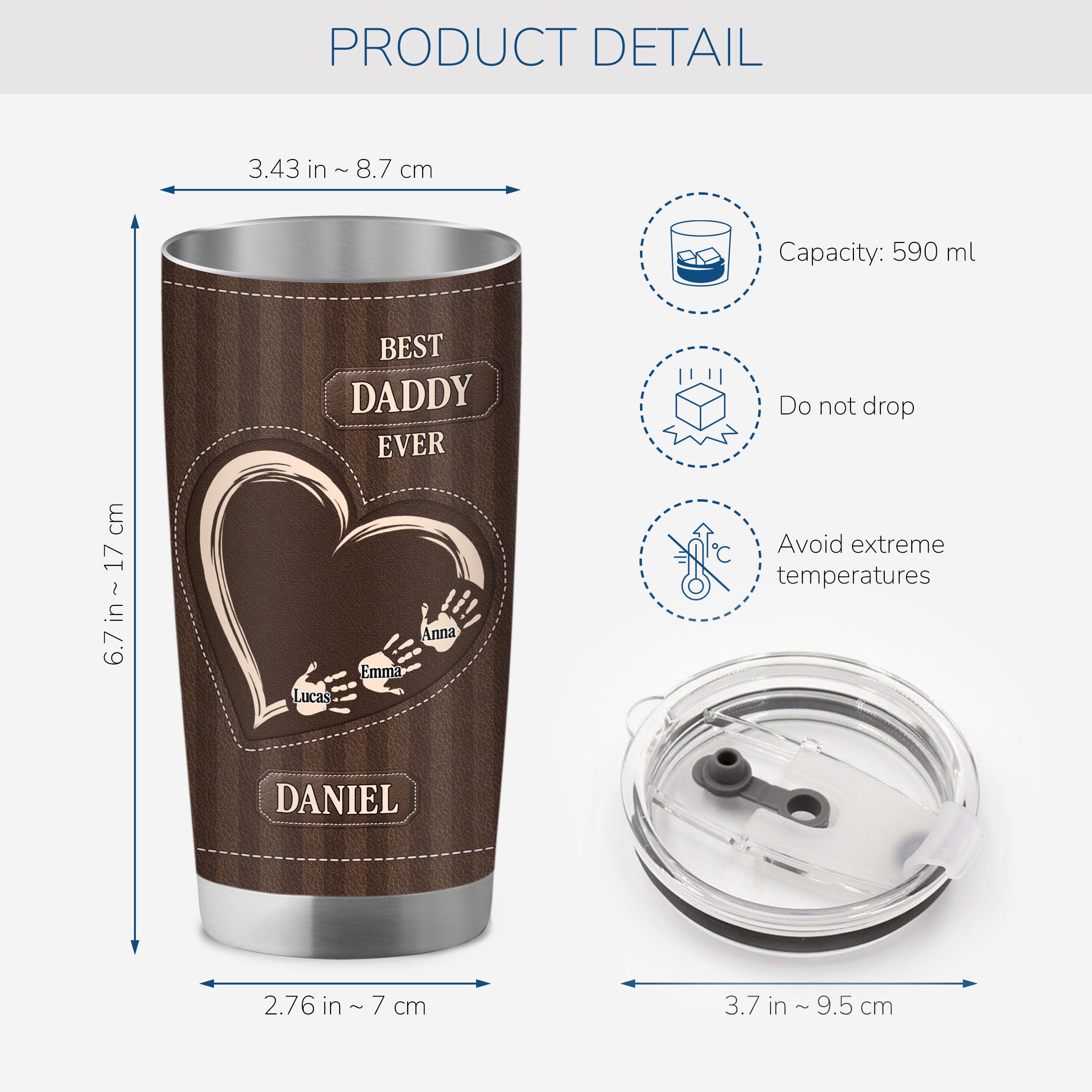 9221TUK3 3d printing effect personalised best grandad ever tumbler 20oz for grandaddad 9221t