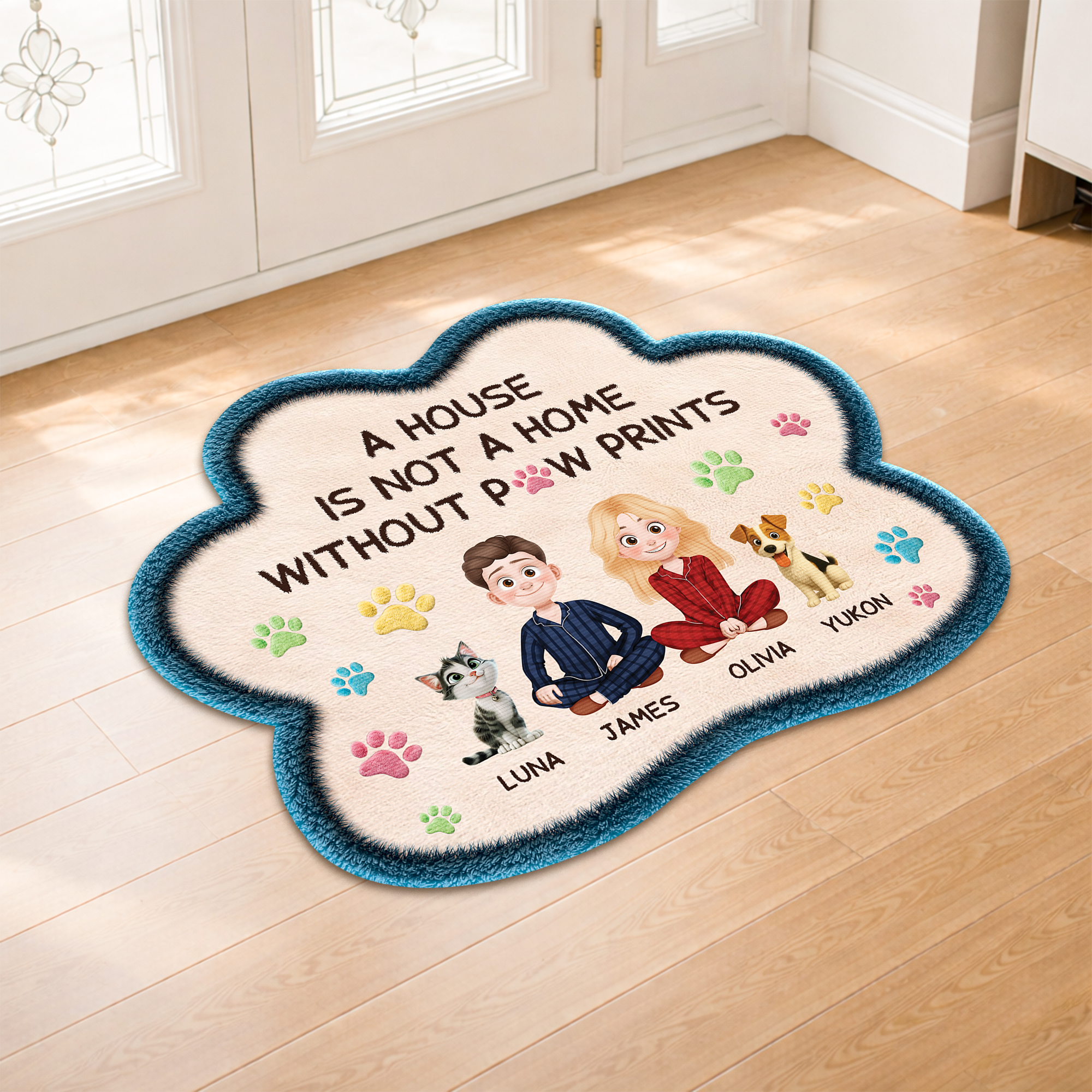 9228AUK2 3d printing effect personalised without paw prints custom shaped doormat for cat lovers 9228adnxnd