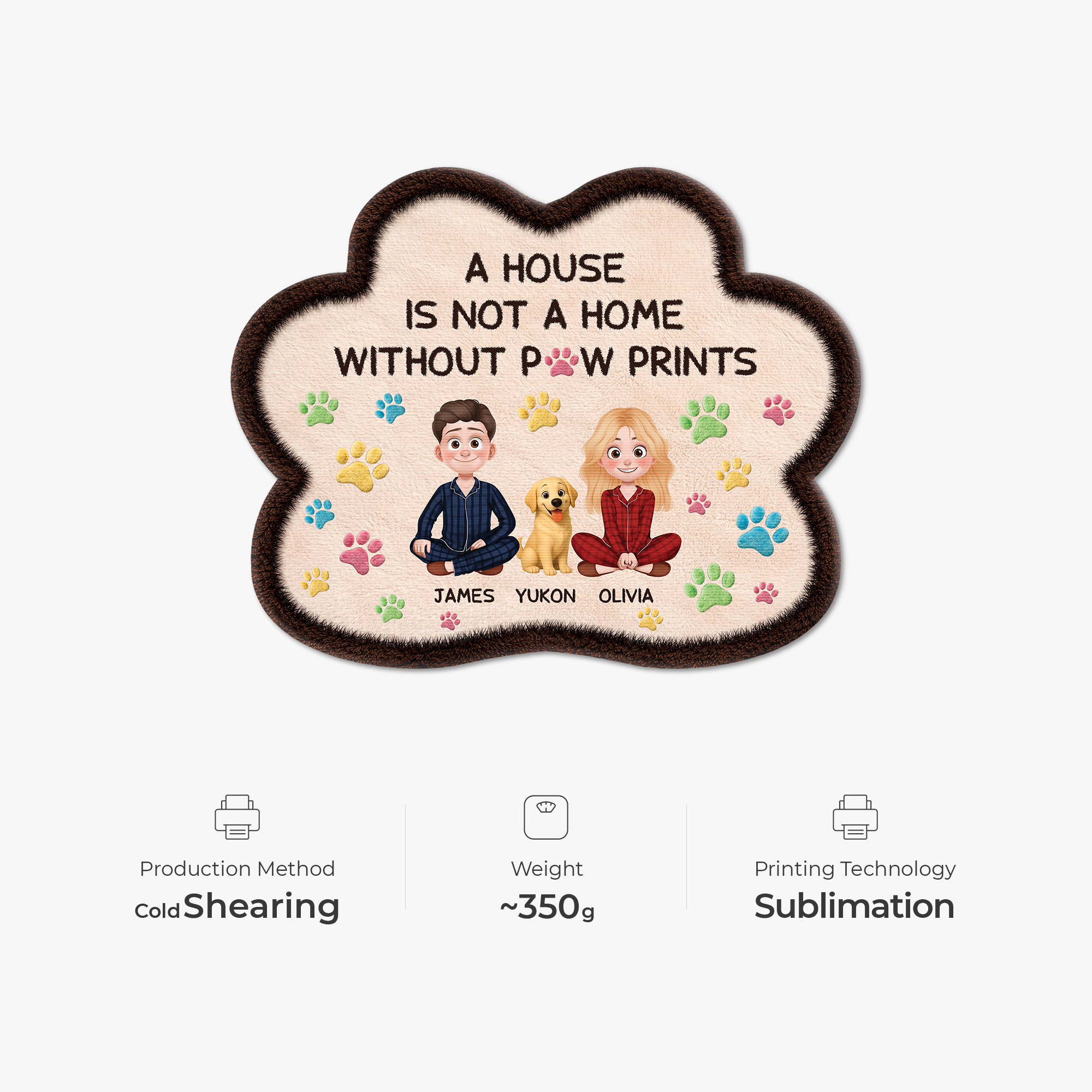 9228AUK4 3d printing effect personalised without paw prints custom shaped doormat for dog lovers 9228adnxnc