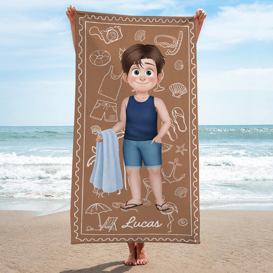 9242BUK2 personalised kid name beach towel for herhim 9242b6dza