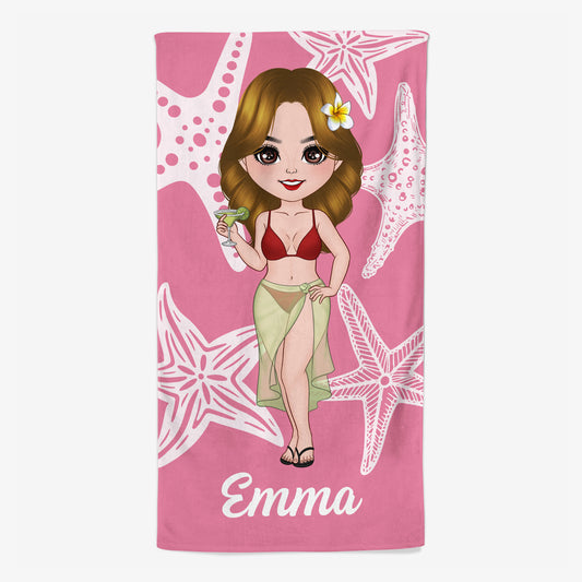 9245BUK1 personalised starfish name beach towel for himher 9245b6dza