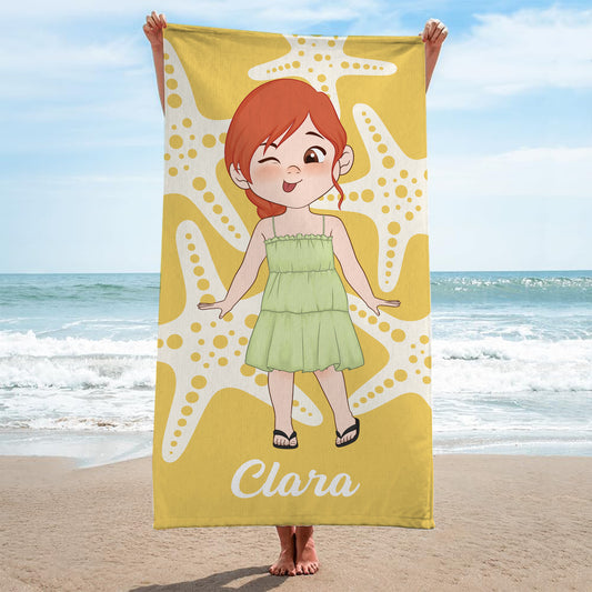9245BUK2 personalised starfish name beach towel for himher 9245b6dza