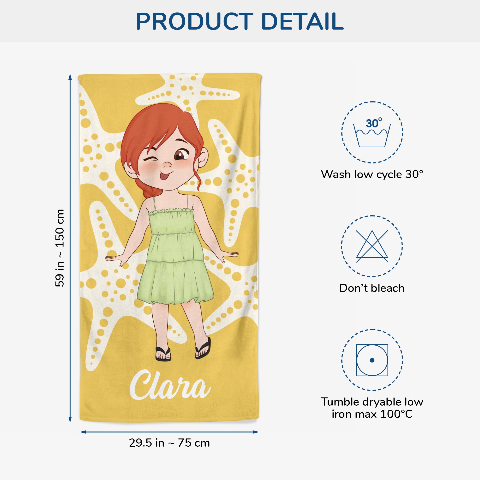 9245BUK3 personalised starfish name beach towel for himher 9245b6dza