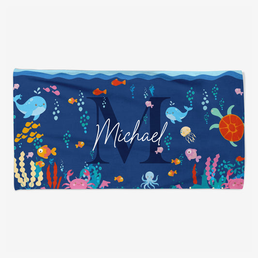 9262BUK1 personalised sea beach towel with name for kids 9262bcckk