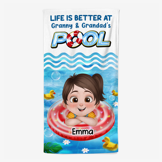 9264BUK1 personalised life is better at pool beach towel for kids 9264bccbk