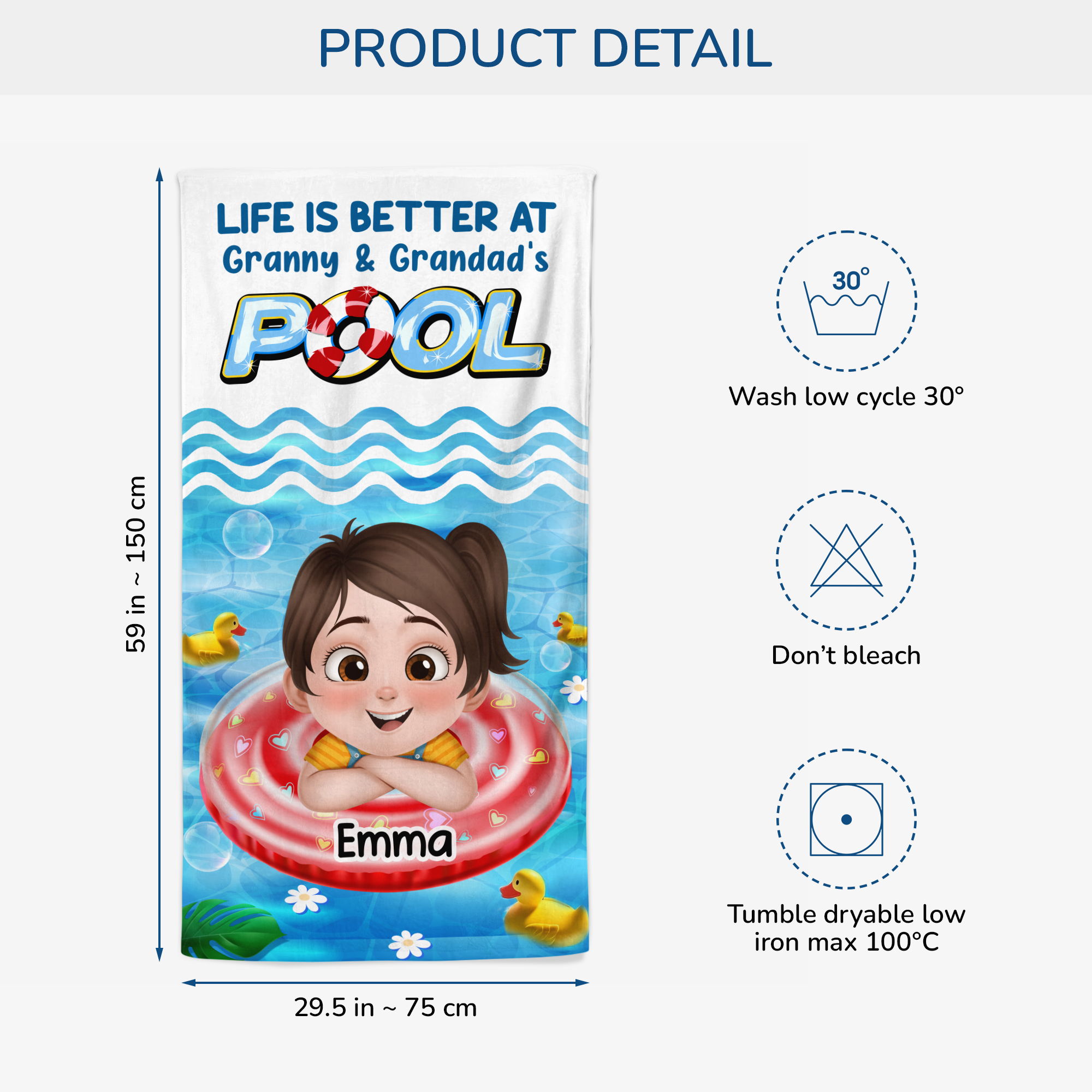 9264BUK3 personalised life is better at pool beach towel for kids 9264bccbk