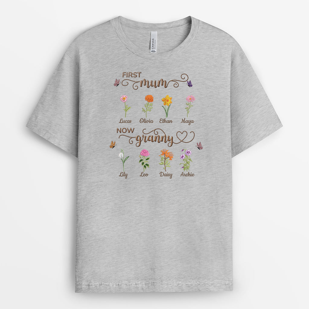9266AUK2 personalised first mum now granny flower t shirt for mumgranny 9266a8fka