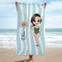 9268BUK2 personalised summer striped beach towel for her 9268bspza