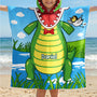 9269AUK1 personalised summer dinosaur hooded beach towel for kids 9269absdak