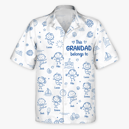 9272AUK1 personalised this grandad belongs to summer blue toile hawaiian shirt for grandadgranny 9272aaskaa