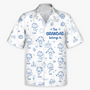 9272AUK1 personalised this grandad belongs to summer blue toile hawaiian shirt for grandadgranny 9272aaskaa