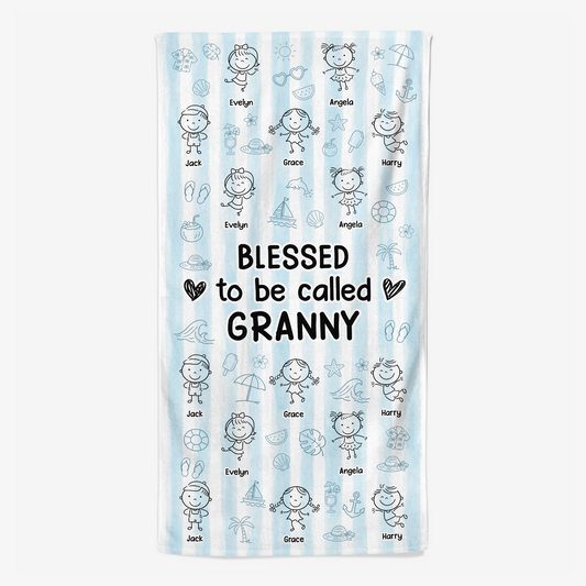 9273BUK1 personalised blessed to be called summer beach towel for grannymum 9273bskna