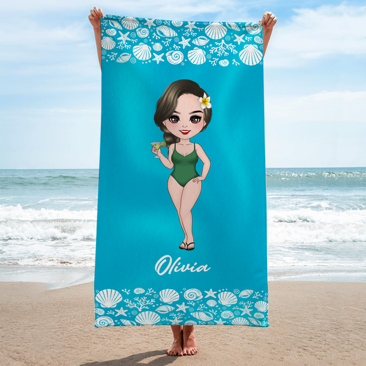 9277BUK2 personalised beach towel summer with name for her 9277b8cna