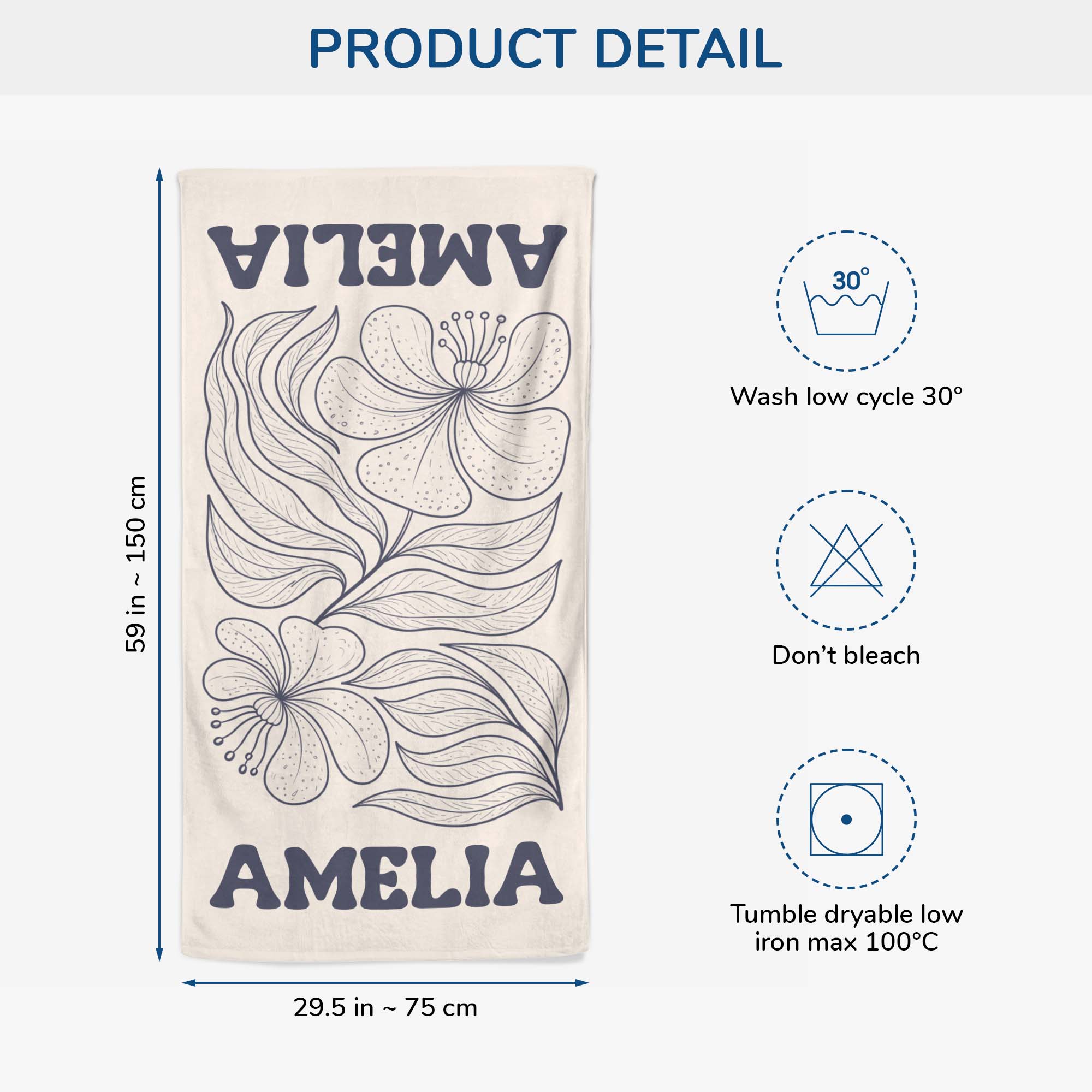 9279BUK1 personalised summer flower beach towel for her 9279bavca_1