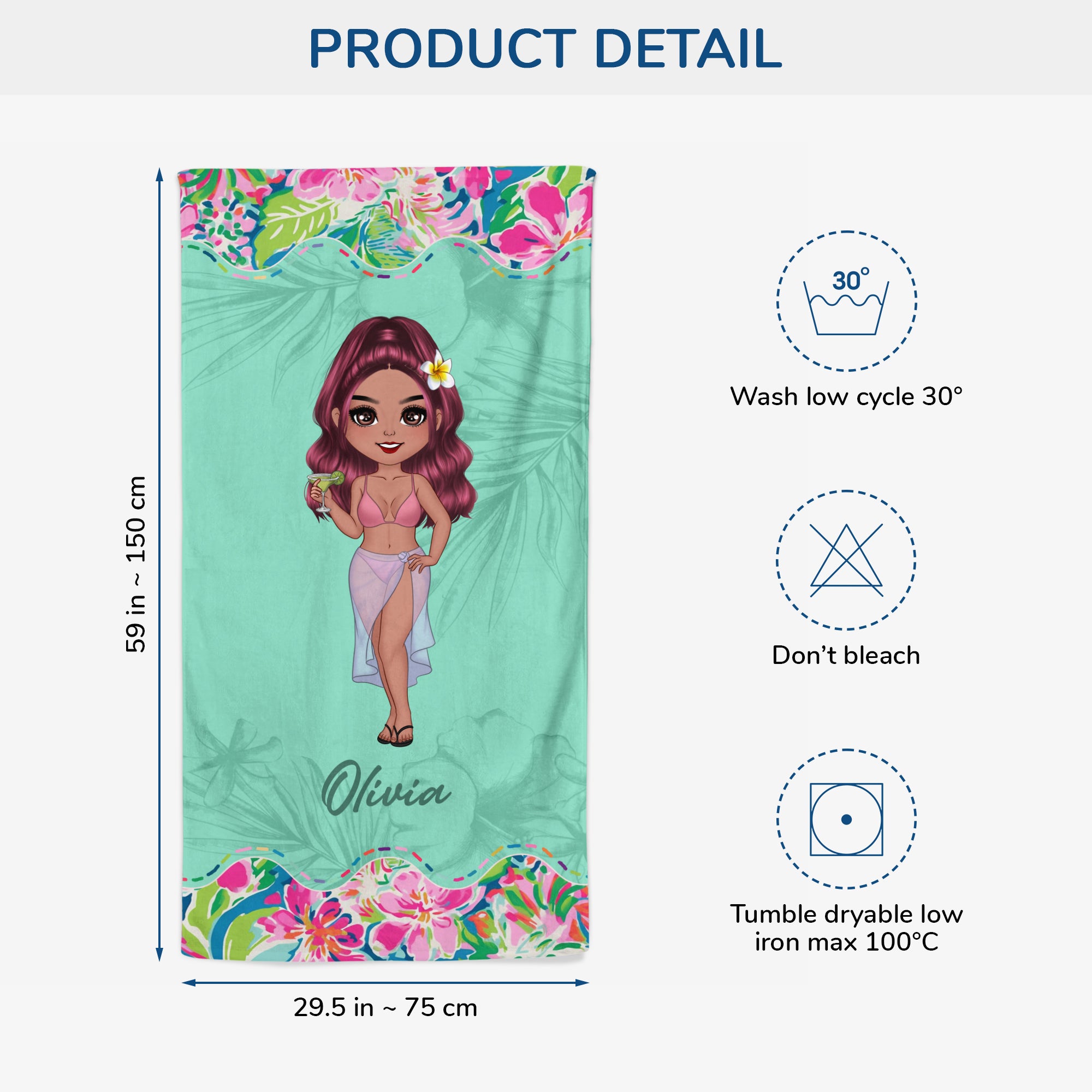 9280BUK3 personalised beach towel with name for her summer 9280bndna