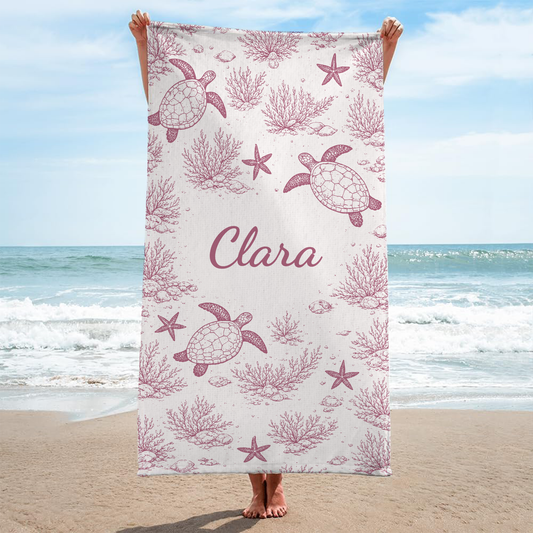 9283BUK2 personalised summer sea turtle beach towel for her 9283bneza
