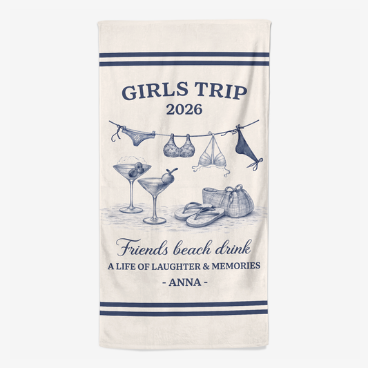 9286BUK1 personalised friends beach drink summer beach towel for girls 9286baeta