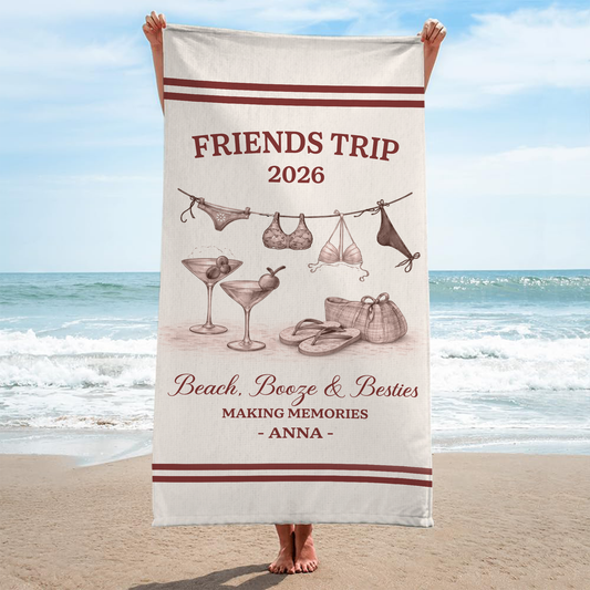 9286BUK2 personalised friends beach drink summer beach towel for girls 9286baeta