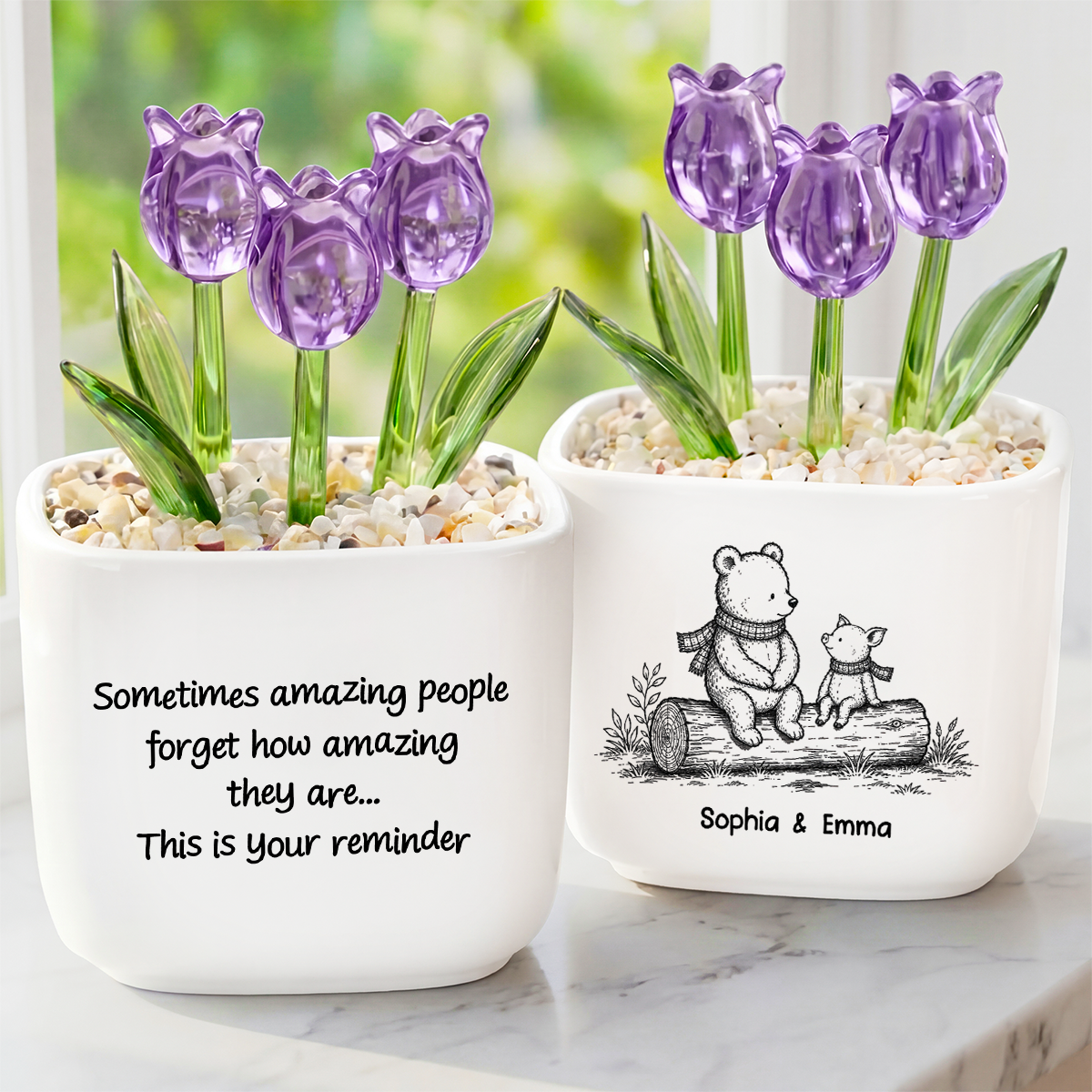 Personalised Sometimes Amazing People Forget How Amazing They Are Handmade Glass Potted Flowers for Friends 商品缩略图