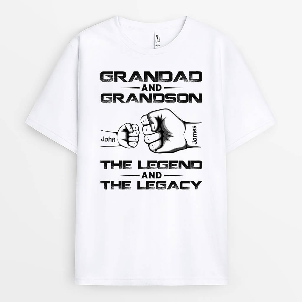 Personalised Grandpa And Grandson The Legend and The Legacy T-Shirt ...
